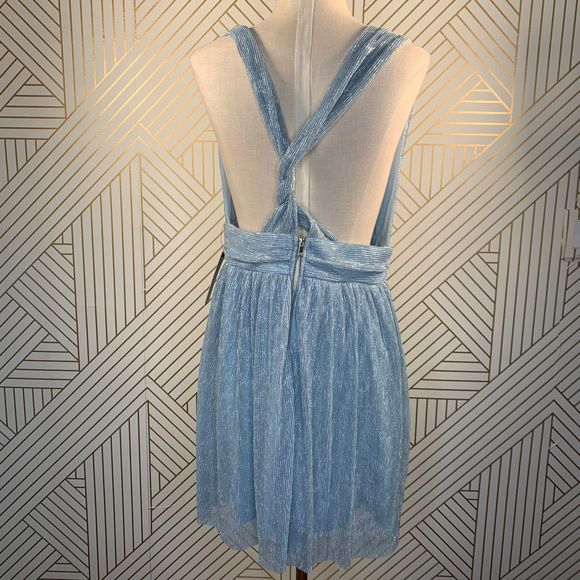 Lulu's Metallic Stripe Twist Back Cocktail Dress - Picture 9 of 12